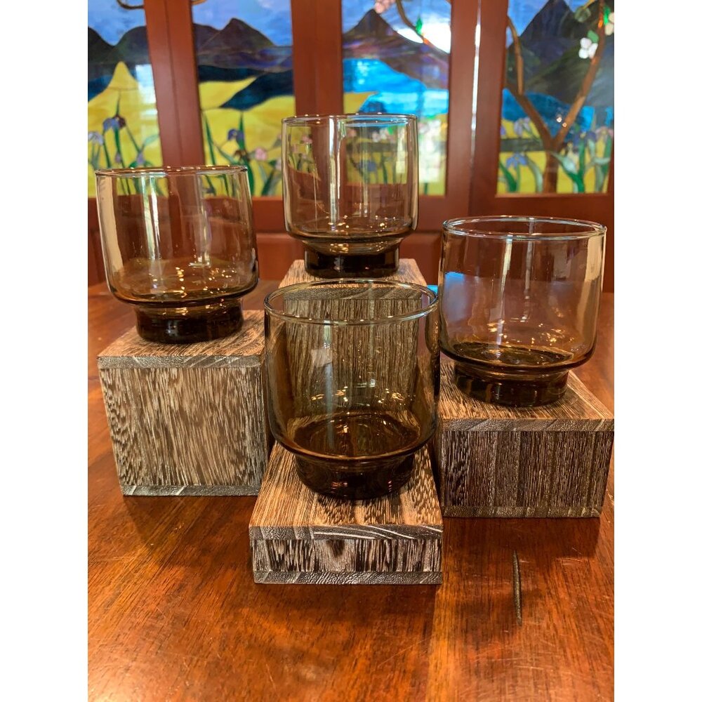 Vintage Libbey Tawney Brown Juice Glasses.